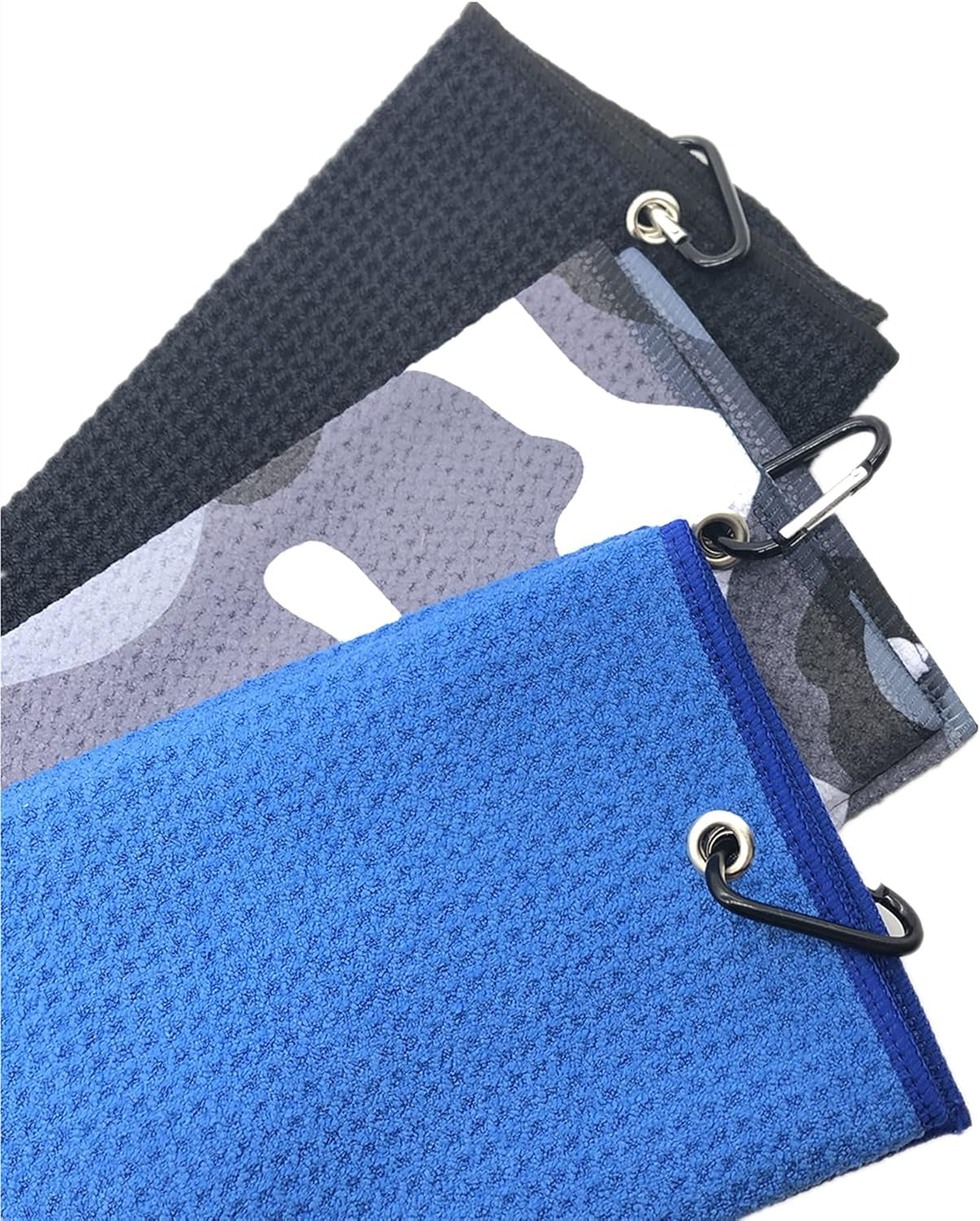 Golf Towel for Golf Bags with Clip Microfiber Waffle Pattern Golf Club Cleaner Brush Golf Gifts 2 Black Towel with Brush Golf Set