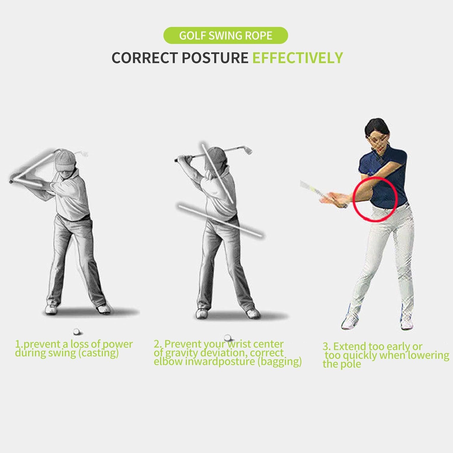 Golf Swing Training Aid for Warmup Posture Corrector Golf Swing Rope Trainer for Arm Strength,Golf Swing Trainer Improve Speed Temple,Golf Training Equipment for Golf Practice for Beginner
