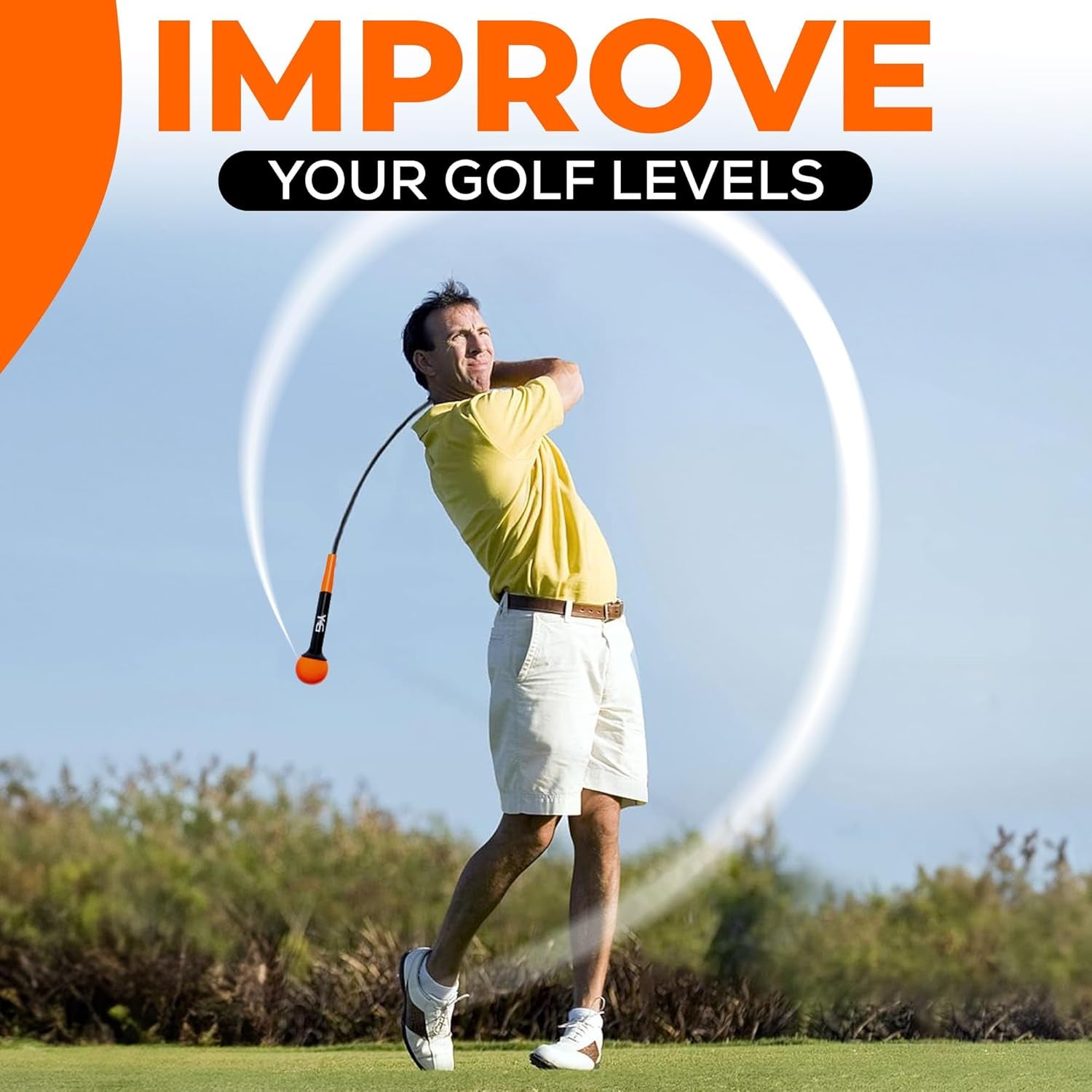 48" Golf Swing Trainer - Golf Swing Training Aid with Removable Golf Grip Trainer Golf Practice Equipment and Essential Golf Training Aid Weighted Golf Swing Trainer W/Golf Grip Training Aid