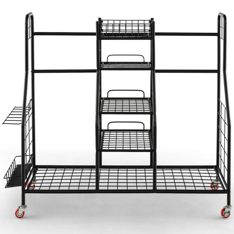 Double Golf Bag Rack with Removable Golf Club Stand and Wheels