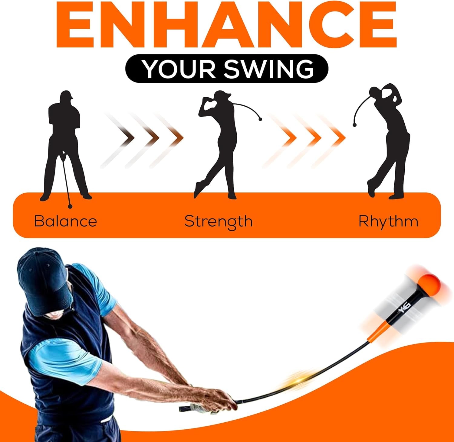 48" Golf Swing Trainer - Golf Swing Training Aid with Removable Golf Grip Trainer Golf Practice Equipment and Essential Golf Training Aid Weighted Golf Swing Trainer W/Golf Grip Training Aid