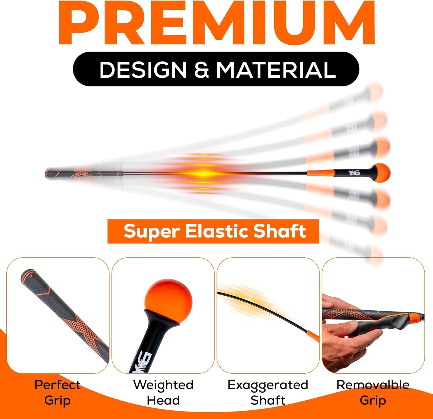 48" Golf Swing Trainer - Golf Swing Training Aid with Removable Golf Grip Trainer Golf Practice Equipment and Essential Golf Training Aid Weighted Golf Swing Trainer W/Golf Grip Training Aid