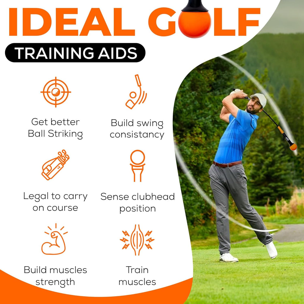 48" Golf Swing Trainer - Golf Swing Training Aid with Removable Golf Grip Trainer Golf Practice Equipment and Essential Golf Training Aid Weighted Golf Swing Trainer W/Golf Grip Training Aid