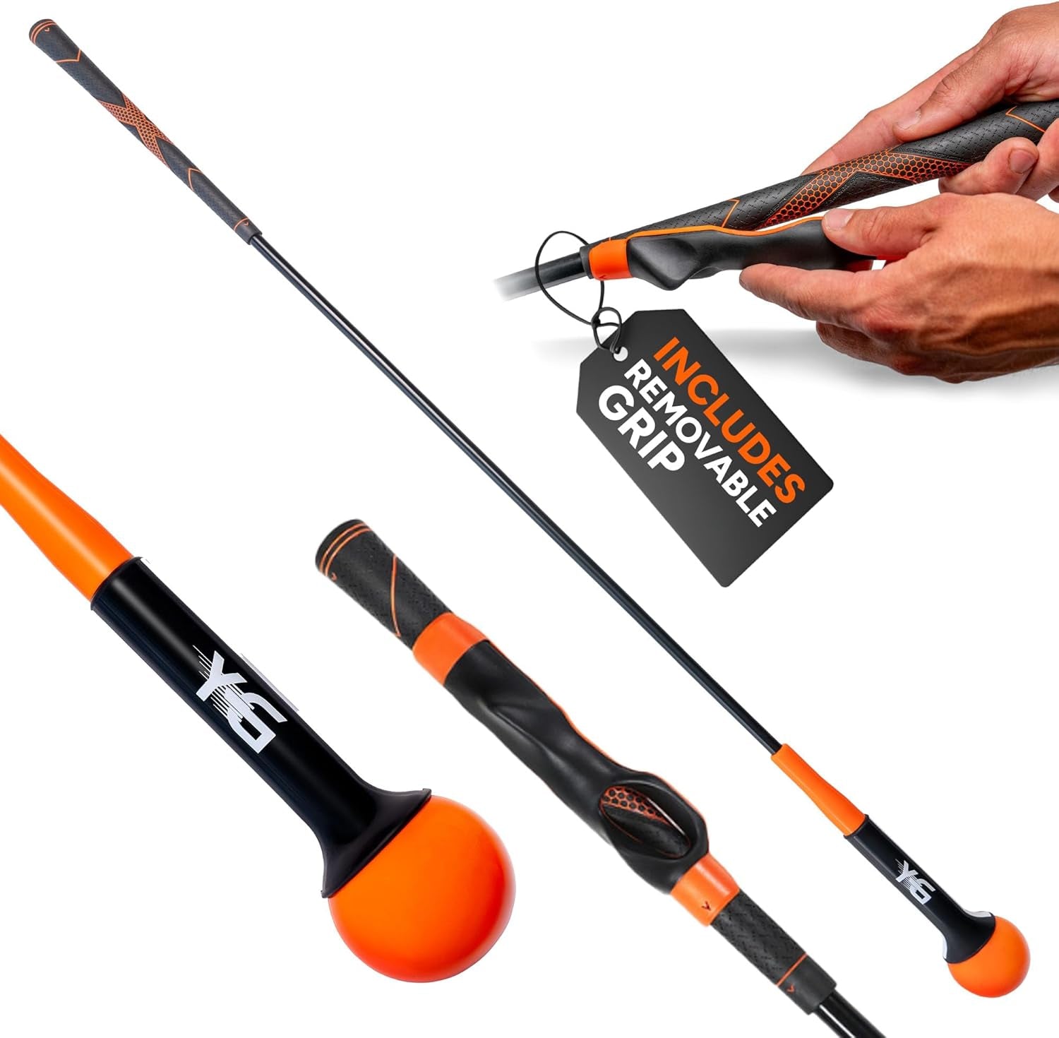 48" Golf Swing Trainer - Golf Swing Training Aid with Removable Golf Grip Trainer Golf Practice Equipment and Essential Golf Training Aid Weighted Golf Swing Trainer W/Golf Grip Training Aid