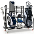 Double Golf Bag Rack with Removable Golf Club Stand and Wheels